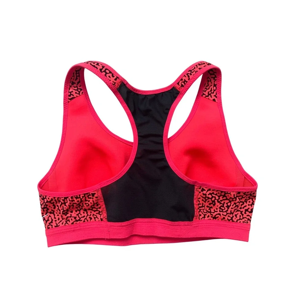 Nike Dri-FIT‎ Womens XS Neon Pink Black Abstract Print Racerback Sports Bra